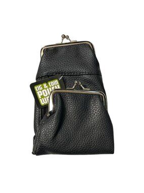 Black Cigarette Pouch Wallet with Snap Clasp Closure